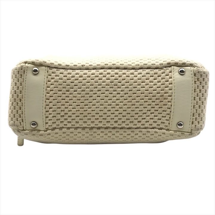 Chanel Lambskin Leather Knit Hand Ivory Shoulder Bag — view 3