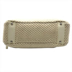 Chanel Lambskin Leather Knit Hand Ivory Shoulder Bag — view 3