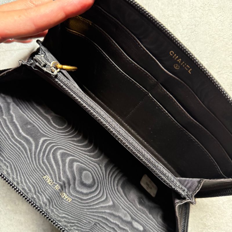 Chanel Round Zipper Long Wallet Coco Patent Leather Decacoco Black — view 7