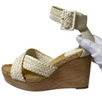 Hermes Wedge Sole Mesh Leather Wood Sandals — view 8