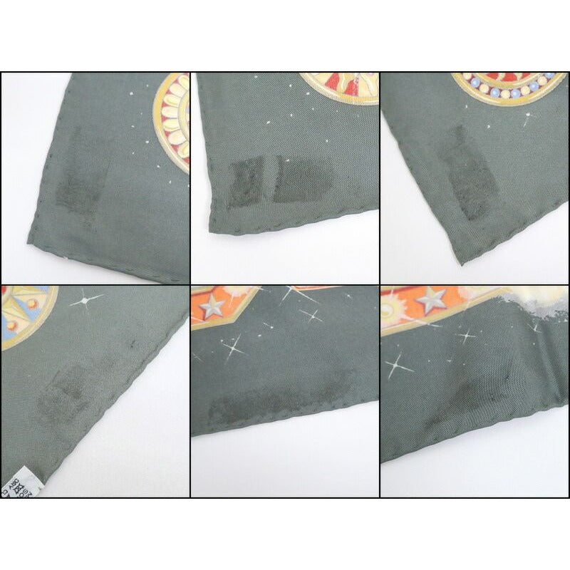 Hermes Carre 90 Magic la Magie Gray Orange Silk Scarf — view 5