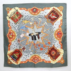 Hermes Carre 90 Magic la Magie Gray Orange Silk Scarf