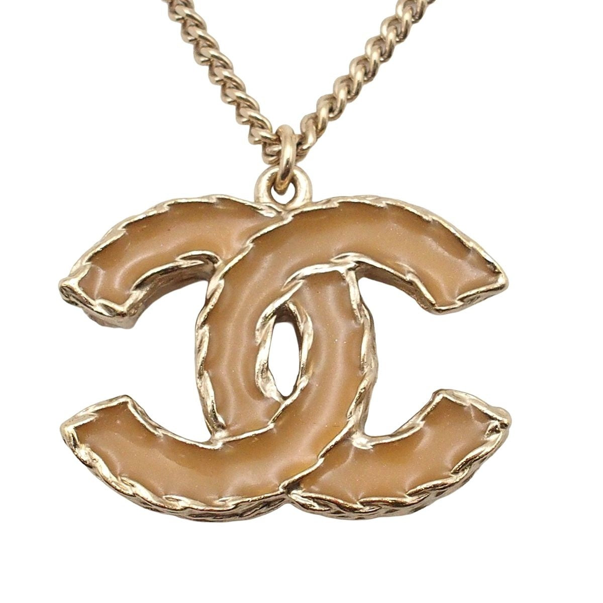 Chanel Necklace Light Gold Metal CC Logo Stone Faux Pearl — view 4