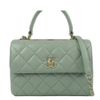 Chanel Trendy CC Top Handle Green Gray Lambskin 2-Way