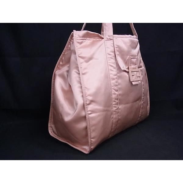 Fendi Bucket Shopping Bag Nylon Tote Pink Beige — view 2