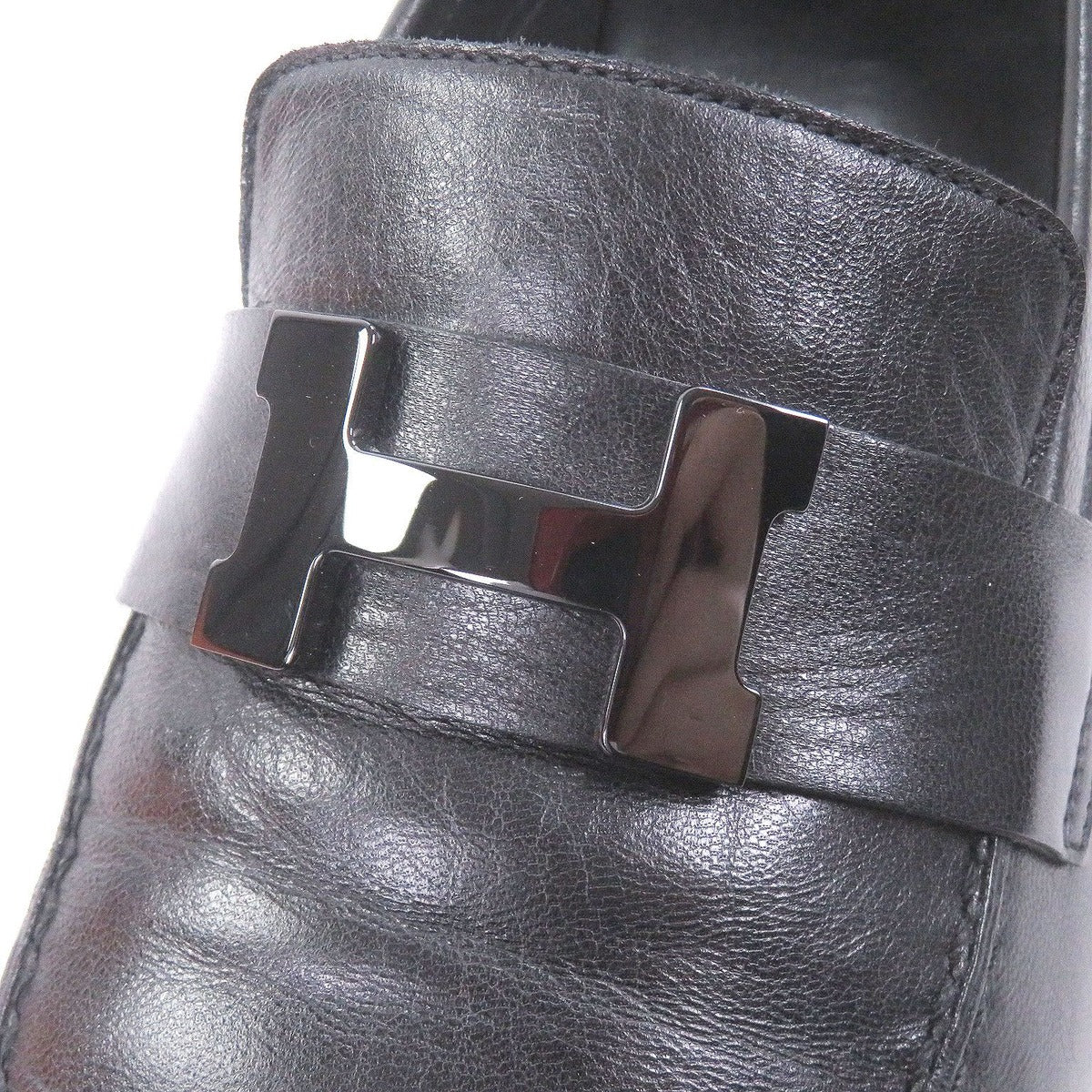 Hermes Leather Constance Logo Loafers Moccasins Black 41 — view 7