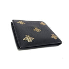 Gucci Wallet Black Gold Leather Bee Bifold — view 3