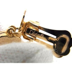 Dior Earrings Gold Metal Rhinestone Clover — view 2
