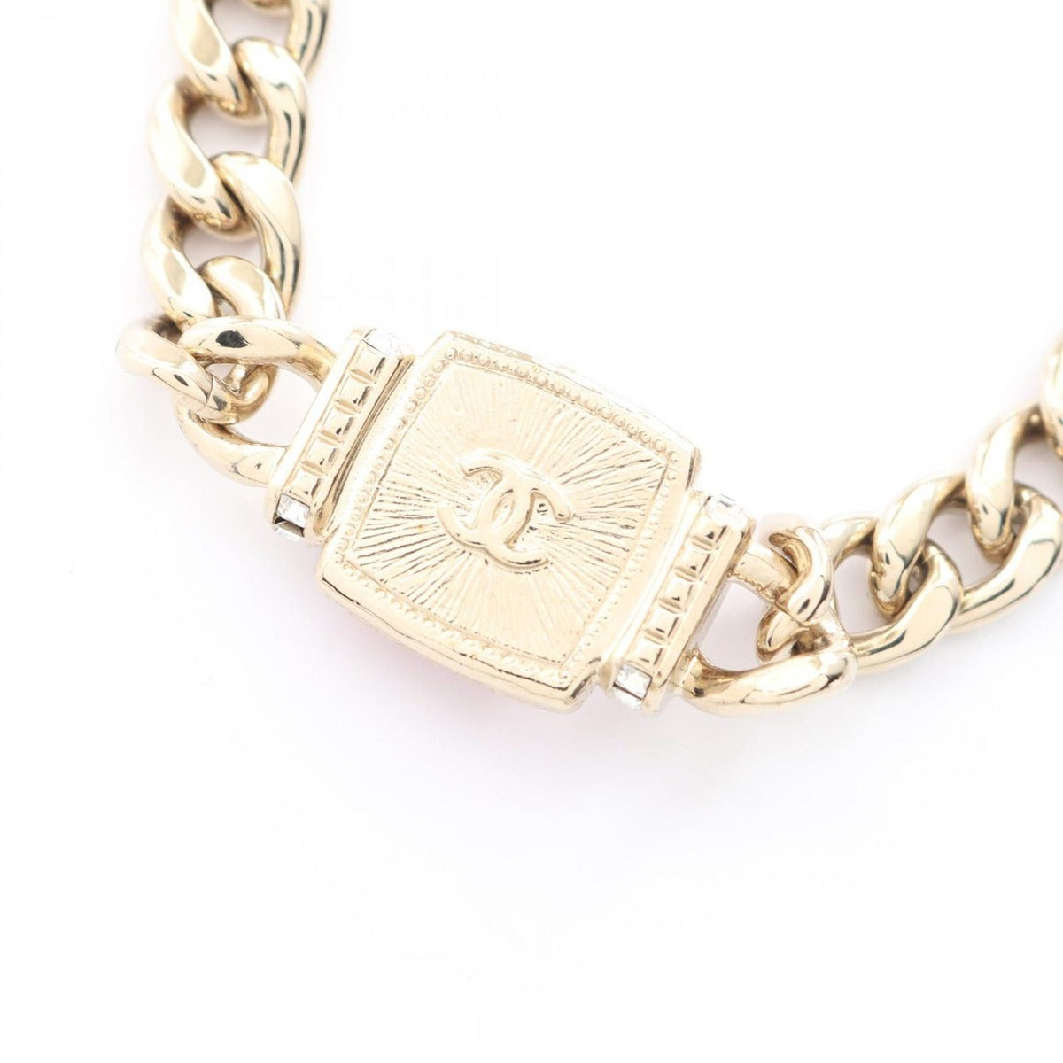 Chanel Necklace CC Logo Choker Gold Pink — view 2