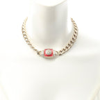 Chanel Necklace CC Logo Choker Gold Pink — view 6