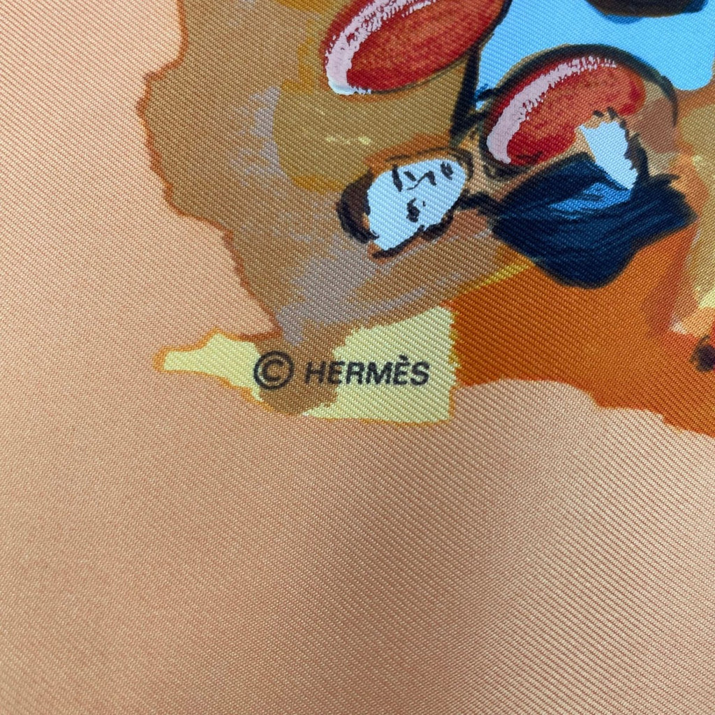 Hermes Scarf 100% Silk Carre 90 Concerto Orange — view 9
