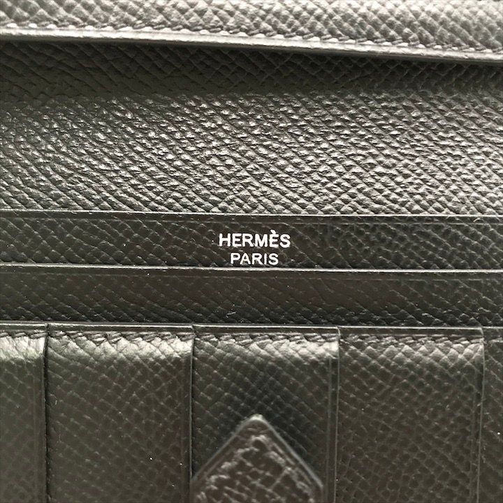 Hermes Bearn Souffle Veau Epsom Monochrome Bifold Wallet Black — view 7