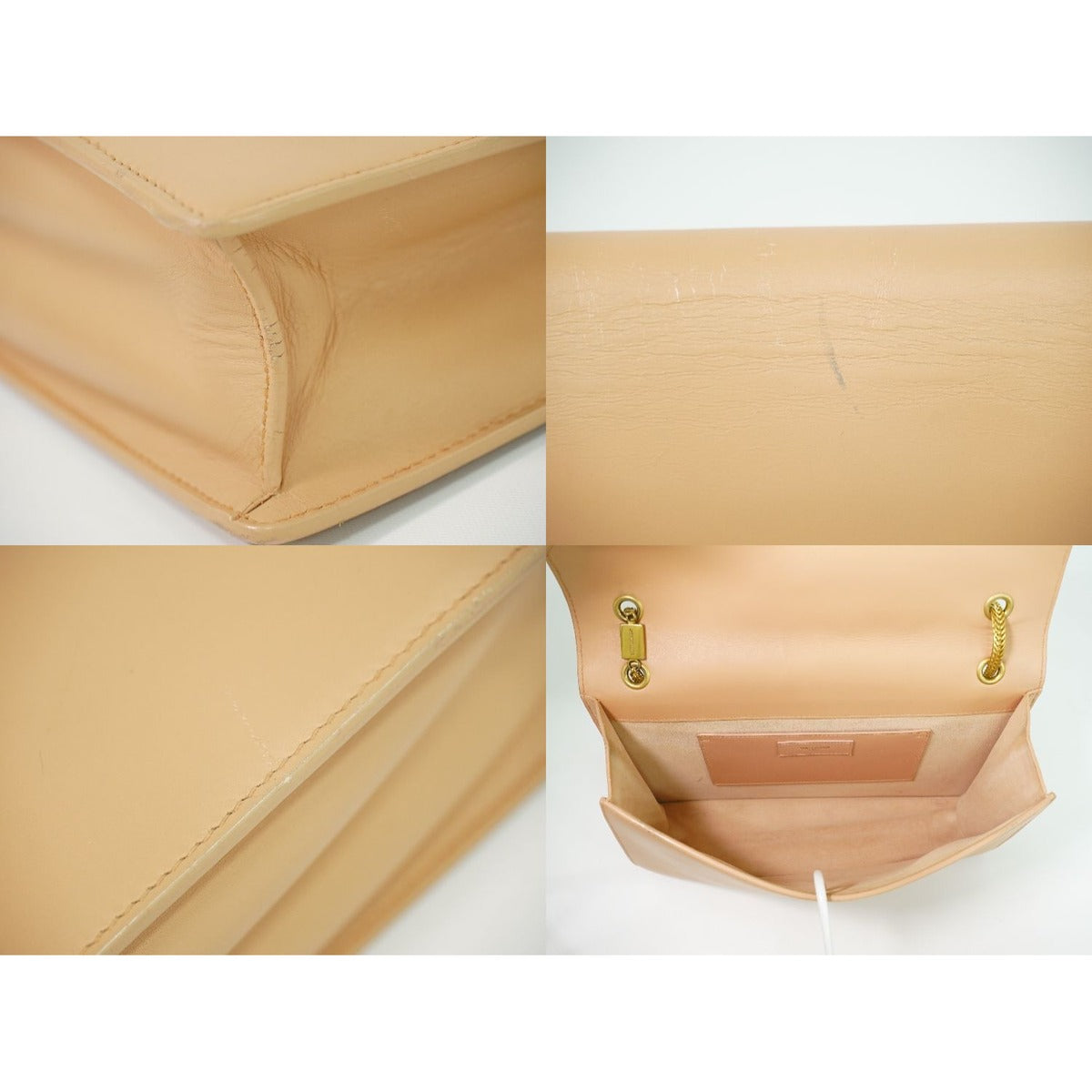 Saint Laurent Betty Chain Shoulder Bag Leather Pink Beige — view 8