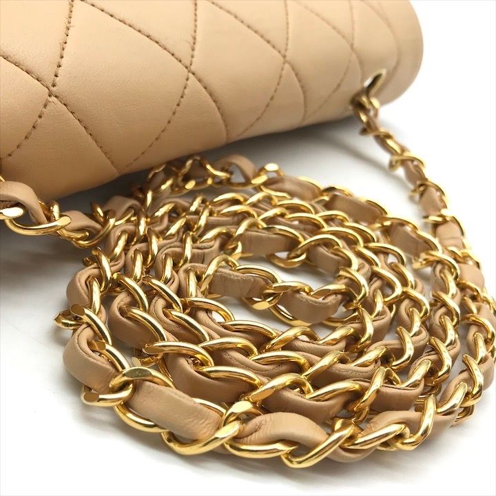 Chanel Diana CC Logo Quilted Lambskin Turnlock Chain Shoulder Bag Beige — view 6