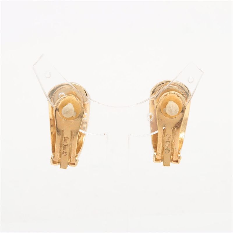 Christian Dior Onyx Motif Earrings GP With Rhinestones Black — view 3
