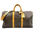 Louis Vuitton Keepall Bandouliere 50 Monogram Leather Brown Boston Bag Gold