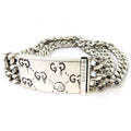Gucci Ghost Skull GG Pattern Triple Chain Bracelet Silver
