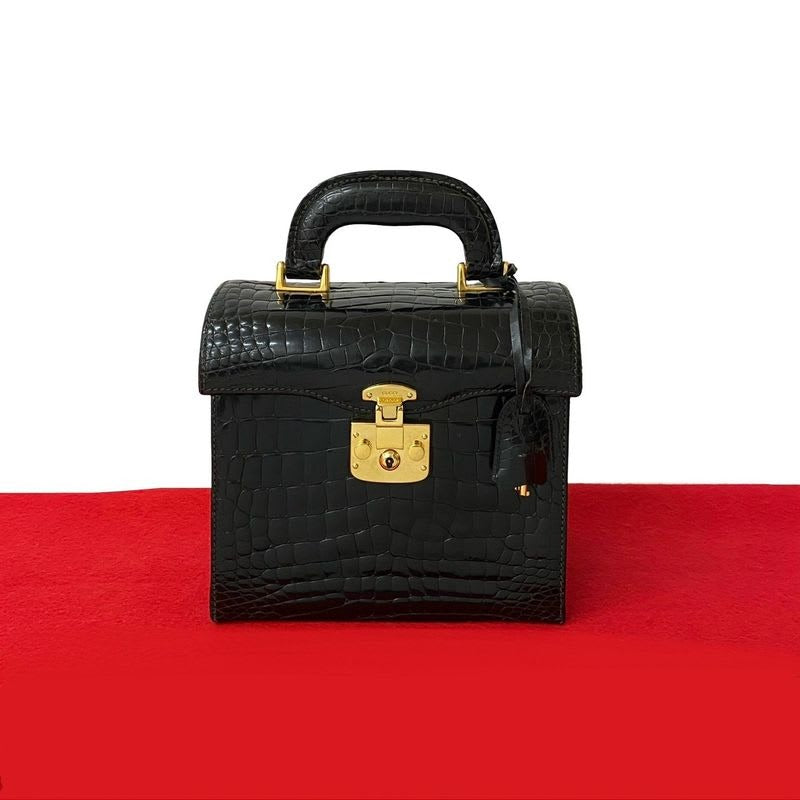 Gucci Vintage Ladylock Croco Leather Handbag Vanity — view 2