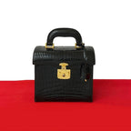Gucci Vintage Ladylock Croco Leather Handbag Vanity Bag