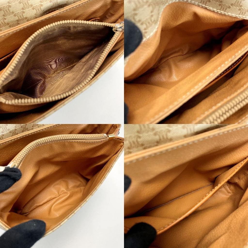 Celine Macadam Pattern Shoulder Bag Pochette Crossbody Gold Hardware — view 4