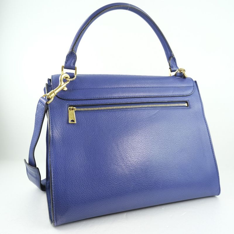 Celine Trapeze 2-Way Shoulder Calf Blue Handbag — view 3