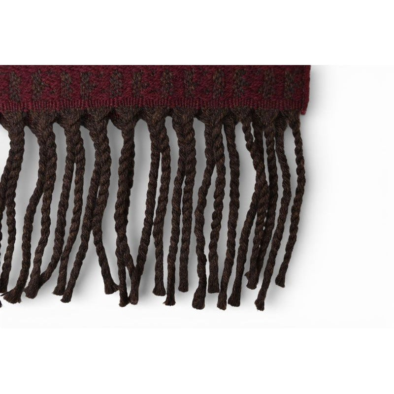 Fendi Muffler Winter Scarf 100% Wool FF Logo Burgundy — view 4