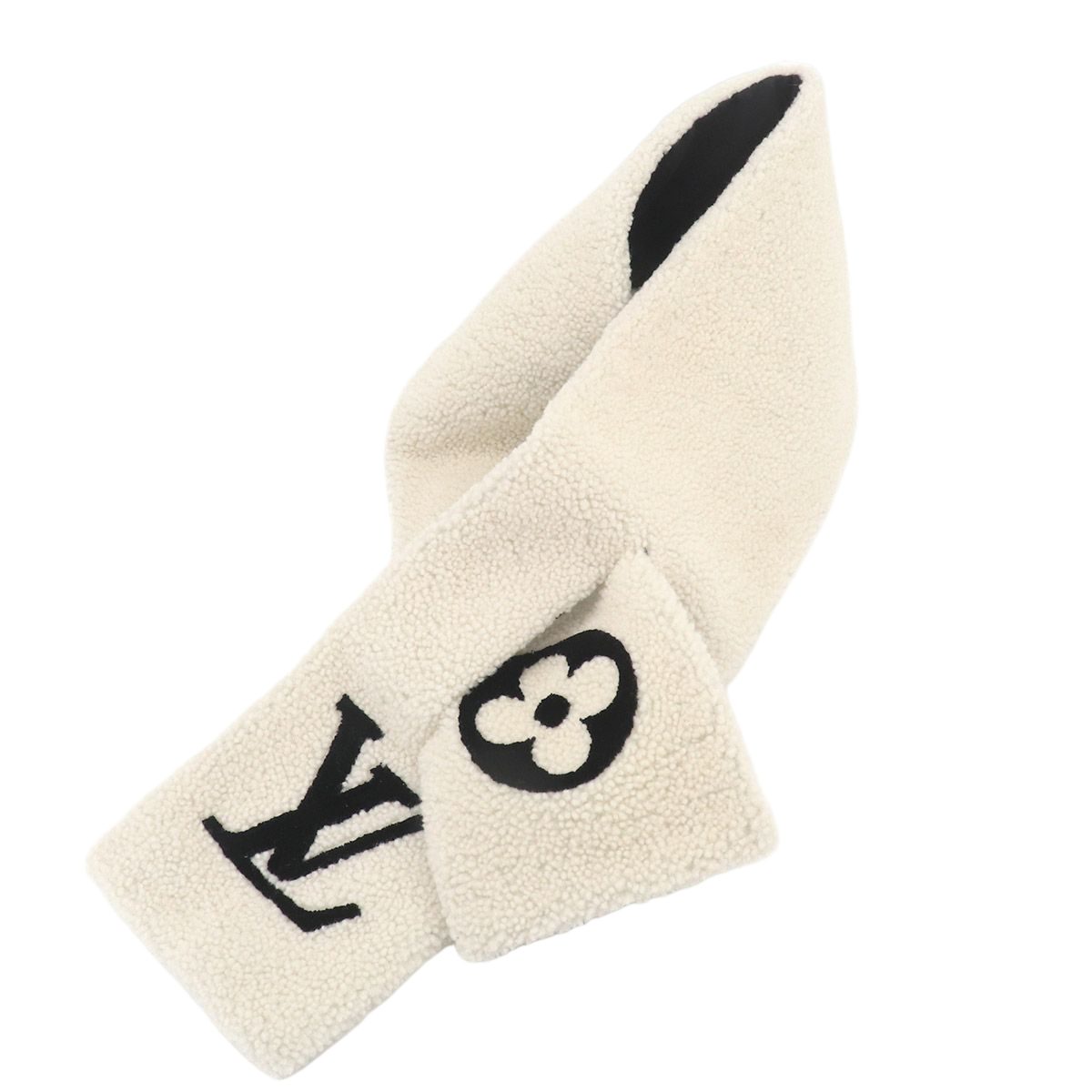 Louis Vuitton Echarpe Shearling Scarf White Black Winter