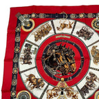 Hermes Carre 90 Chevaux de Trait Horse Silk Scarf Red — view 3
