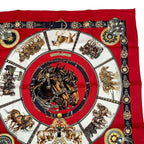 Hermes Carre 90 Chevaux de Trait Horse Silk Scarf Red — view 4