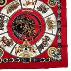 Hermes Carre 90 Chevaux de Trait Horse Silk Scarf Red — view 6