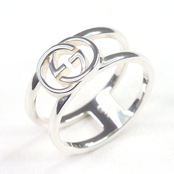 Gucci Interlocking Wide Open Band Star Ring Silver AG 925 Size 21 Actual — view 7