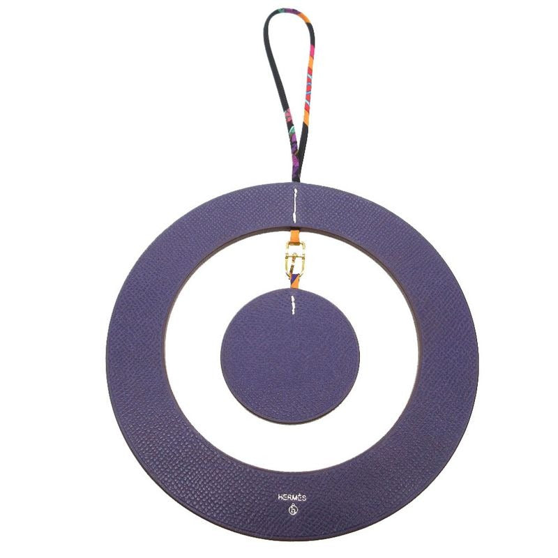 Hermes Petite Ache Circle Charm Key Holder Vaux Epson Violet Purple 0790