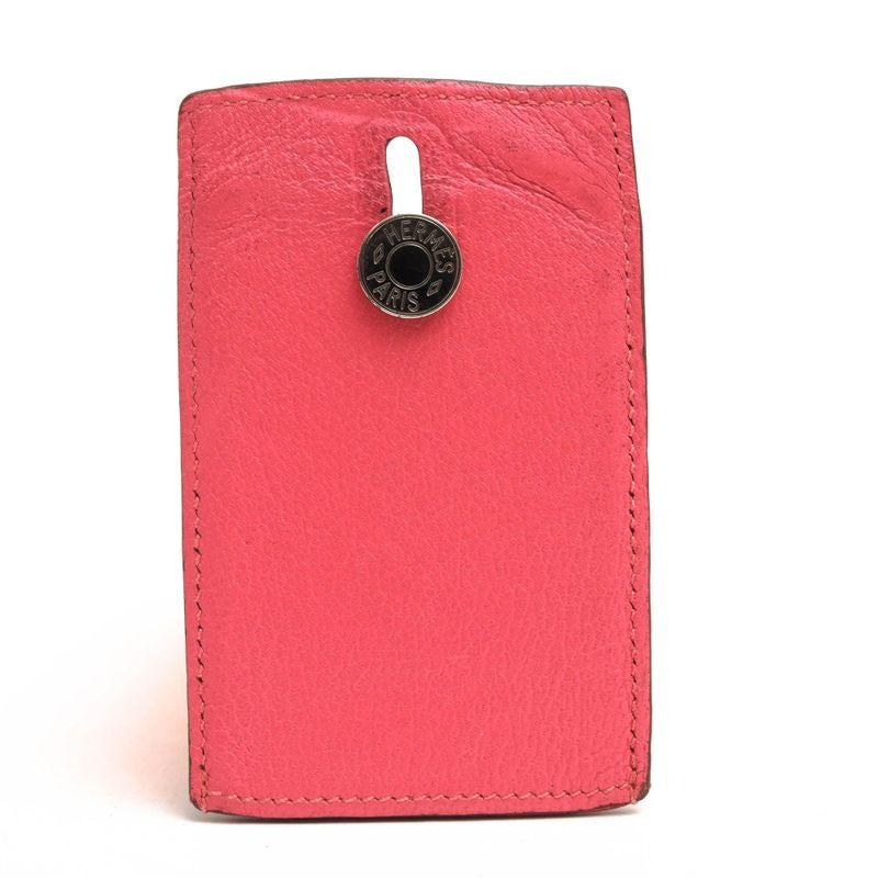 Hermes Card Holder Business Women Leather Pink — view 2