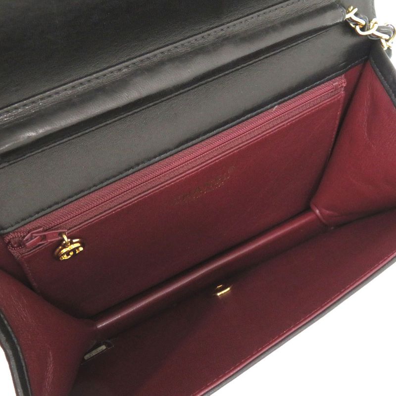 Chanel Quilted Lambskin Black Gold Chain Shoulder Bag — view 6