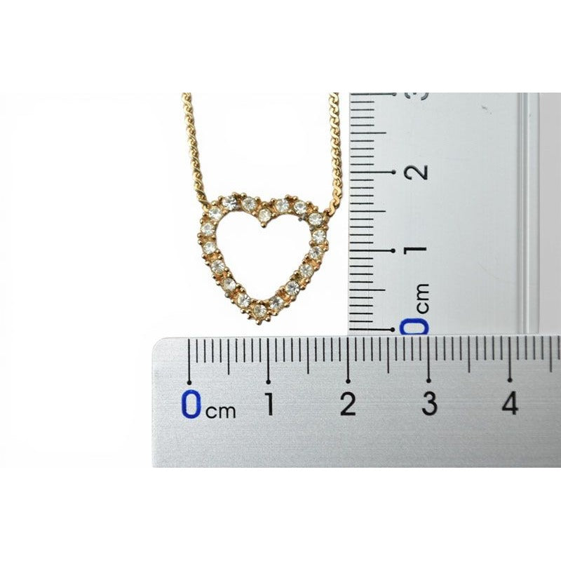 Dior Necklace Pendant Vintage Heart Motif Rhinestone Gold — view 5