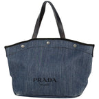 Prada Logo Tote Denim Navy