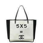 Chanel Let's Lemon Straight Tote Shoulder Bag Beach White Black Canvas