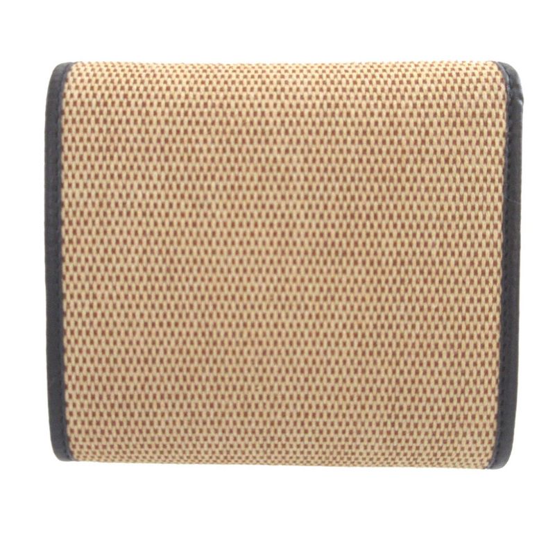 Gucci Horsebit 1955 Compact Wallet Canvas Leather Beige Navy Blue Bifold — view 3