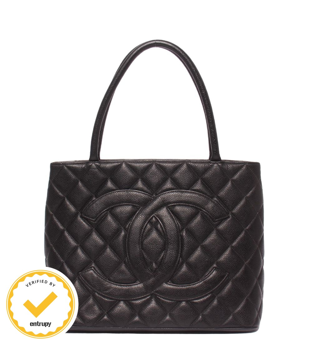Chanel Tote Shoulder Bag Gold Caviar Leather