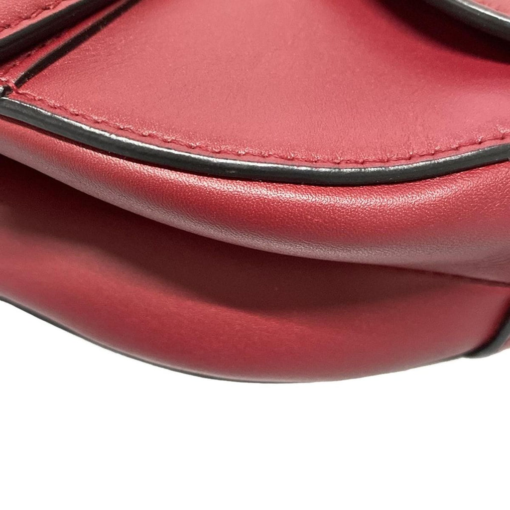 Christian Dior Handbag Saddle Bag Red Leather Gold Hw — view 7