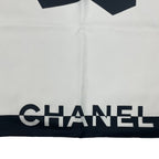 Chanel Silk Large Scarf CC Logo Mademoiselle White Black — view 7