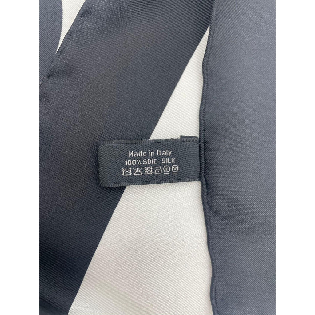 Chanel Silk Large Scarf CC Logo Mademoiselle White Black — view 8