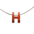 Hermes Wire Pop Metal Orange Silver Necklace