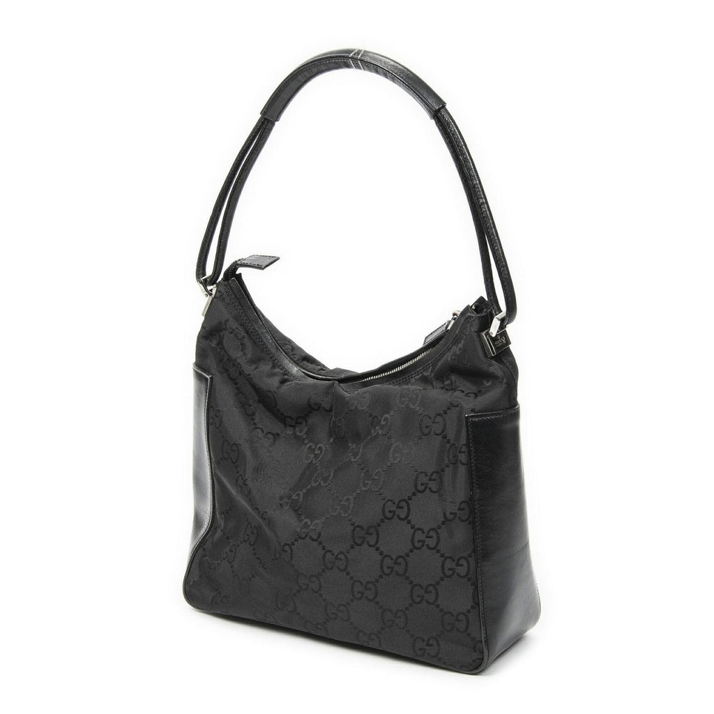 Gucci Zip Shoulder Hobo Black GG Nylon Canvas AB — view 2