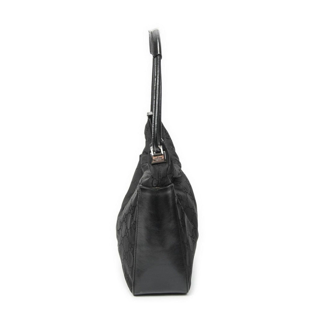 Gucci Zip Shoulder Hobo Black GG Nylon Canvas AB — view 3