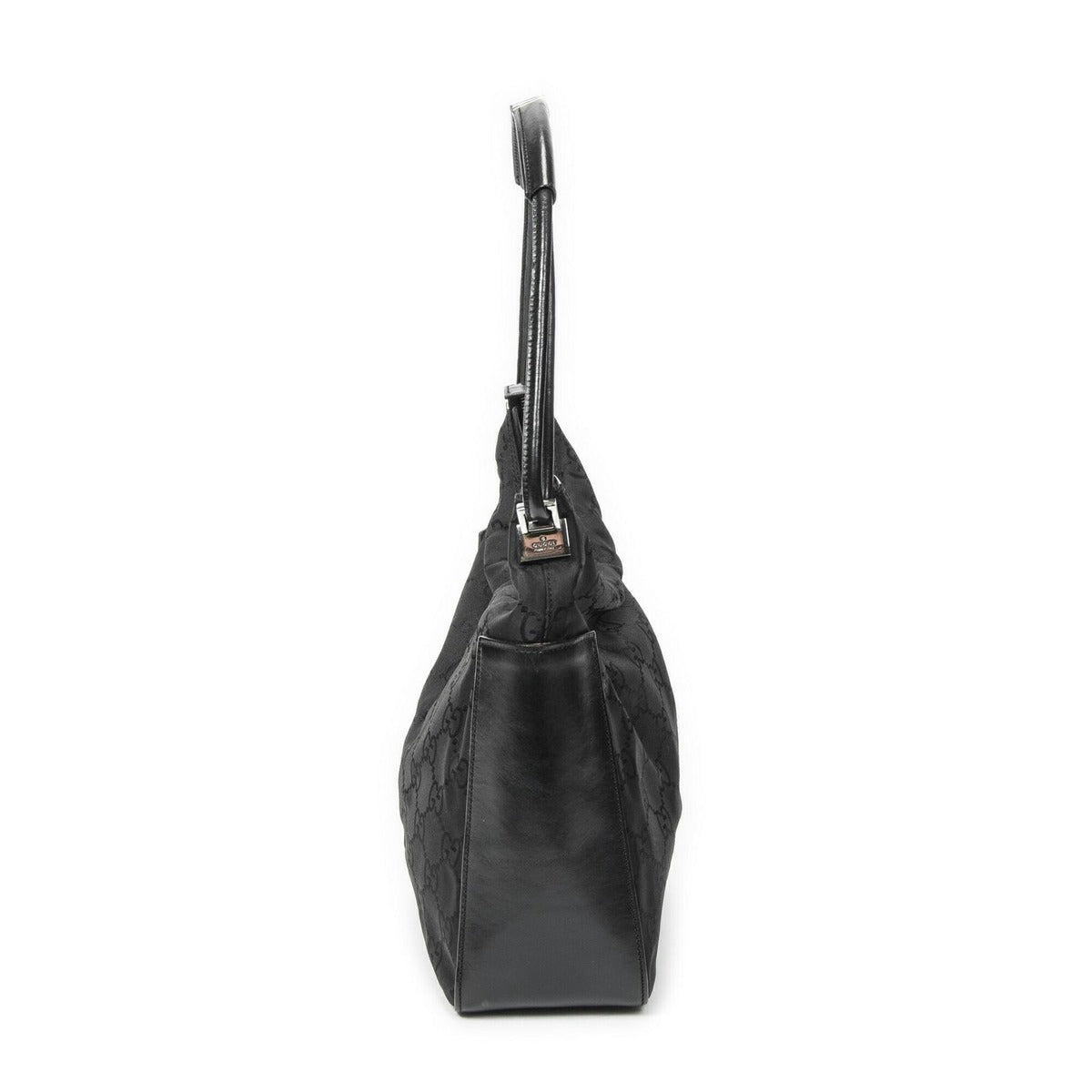 Gucci Zip Shoulder Hobo Black GG Nylon Canvas AB — view 3