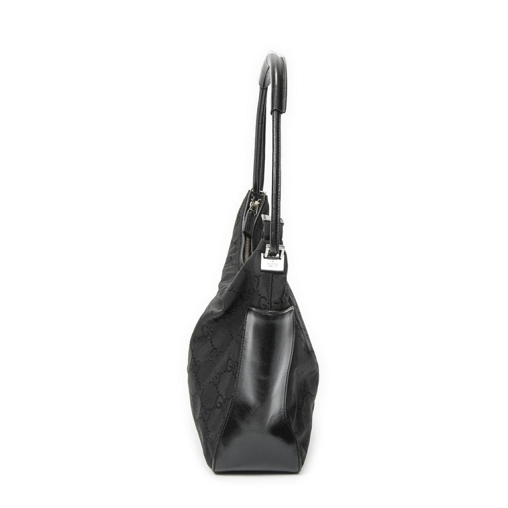 Gucci Zip Shoulder Hobo Black GG Nylon Canvas AB — view 4