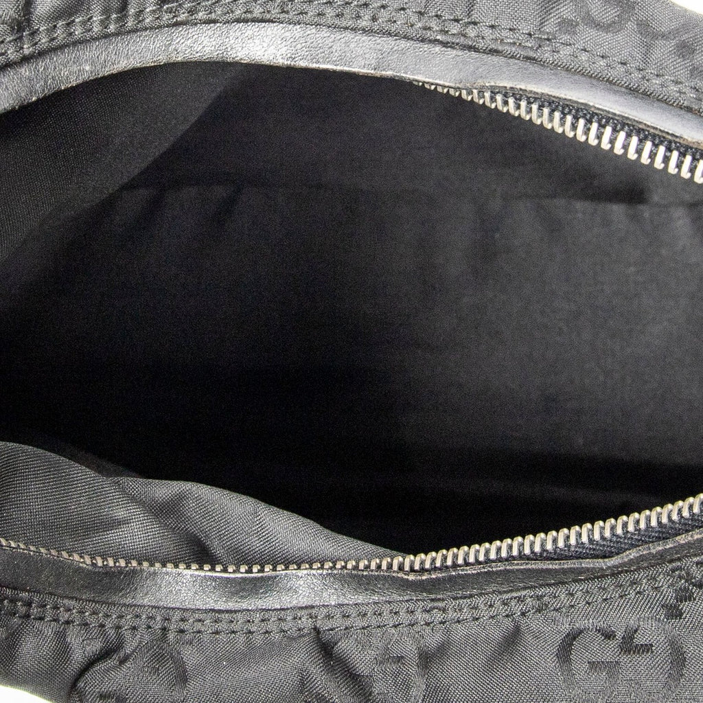 Gucci Zip Shoulder Hobo Black GG Nylon Canvas AB — view 9