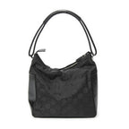 Gucci Zip Shoulder Hobo Black GG Nylon Canvas AB