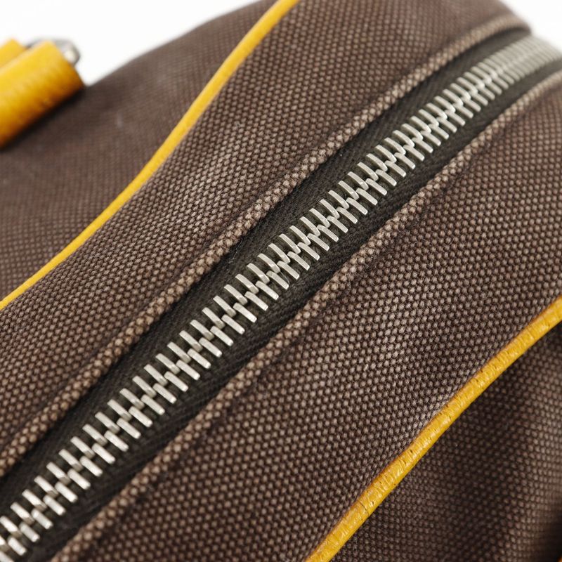 Prada Mini Boston Canvas Brown Tote Bag — view 7
